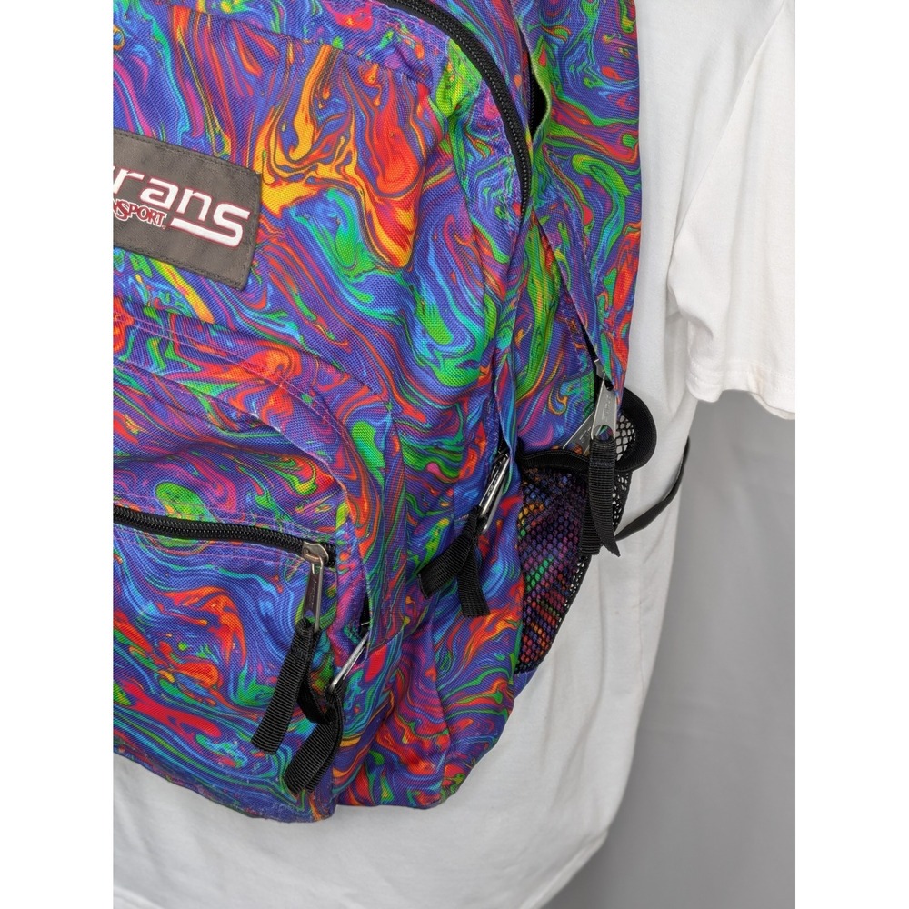 Trans by JanSport Backpack Multicolor Rainbow Swirl Laptop School Bag - Picture 6 of 11